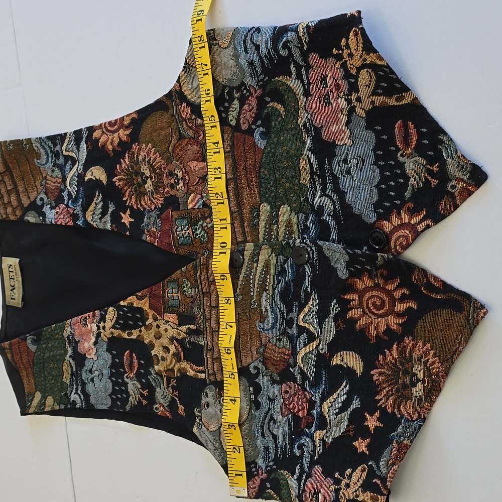 Vintage Facets By Mirrors Noah's Ark Tapestry Vest Multi Color Size Medium - Picture 10 of 14
